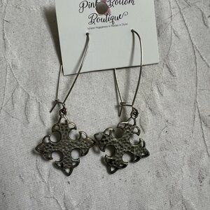 Silver Cross Dangle Earrings